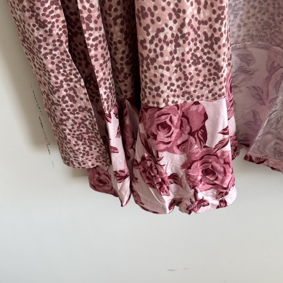 LOGO Lori Goldstein polka dot rose print open front long cardigan top size large - Picture 3 of 7